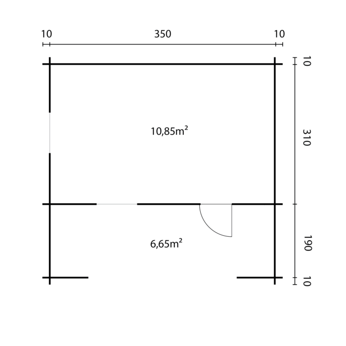 Domček Verona 370x520cm, 2m terasa, 28mm 2